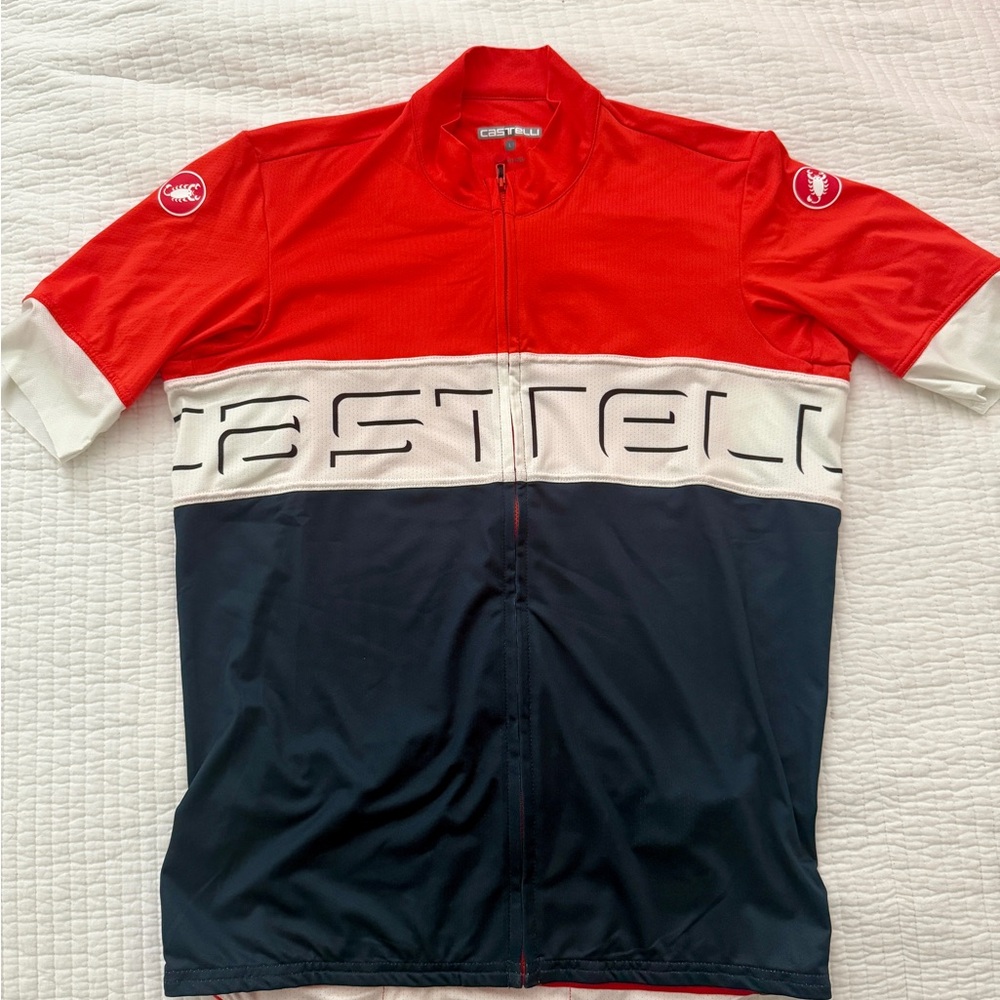 Castelli Men's Red, White, and Blue Cycling Jersey